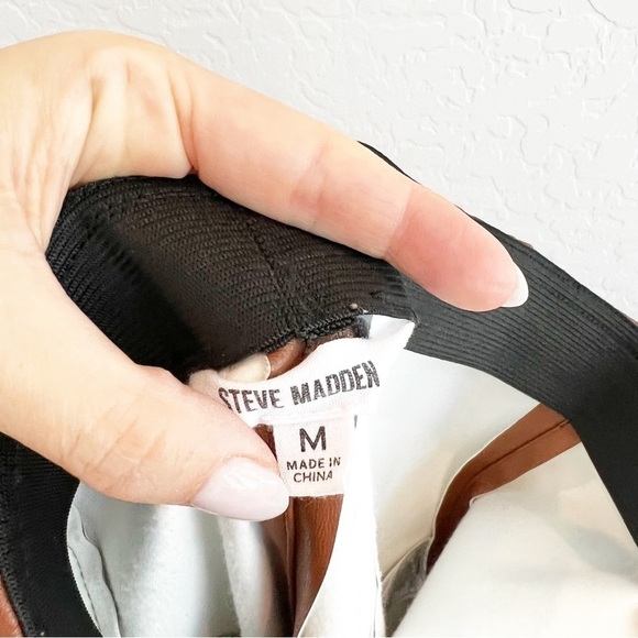 Steve Madden Women’s Vegan Faux Leather Pants Split Leg High Waist Cognac Med - Picture 6 of 7